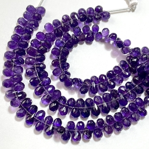 Vente en gros de perles briolettes à facettes en améthyste violette pierre naturelle 4.5x6-5x7.5MM trous de forage latéraux pour la fabrication de bijoux - Product Image 5