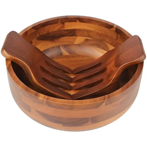 Fabricant de bols de service en bois d'acacia, mangue Nouveau design Bol de service à salade naturel personnalisé Décoration de mariage Maison et cuisine - Product Image 5