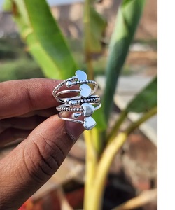 Bague coeur multiple en argent sterling 925 réglable empilable à la main romantique délicate bague Boho cadeau pour elle - Product Image 1