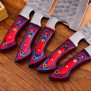 Ensemble de couteaux de cuisine professionnels de vente chaude 5 pièces couteau de Chef en acier damas avec manche en bois commande minimum 10 pièces - Product Image 5