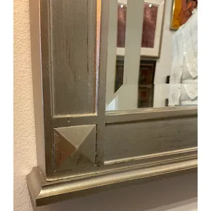 Espejo de pared Rectangular de hoja de plata moderno Kichler, diseño contemporáneo hecho a mano para baño, tocador, entrada decorativa - Product Image 4