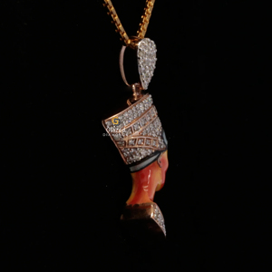 Colgante de Hip Hop para hombre en 3D antiguo de Egipto combinado con Plata de Ley 925 y diamantes cultivados en laboratorio de corte brillante redondo - Product Image 4