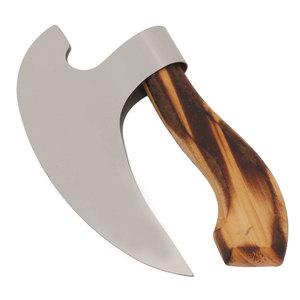 Venta al por mayor industrial personalizado de alta calidad OEM ODM Servicio Ligero mango de madera de acero inoxidable hacha para pizza precio barato - Product Image 1