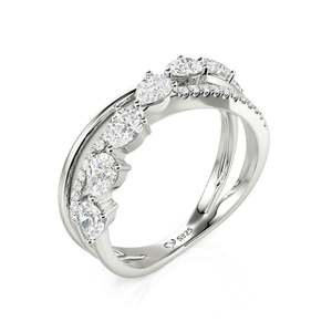 Jeulia Emerald Cut Moissanite Eternity Band <b>Dainty</b> Wedding <b>Ring</b> in Platinum - Product Image 2