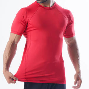 Camiseta de fitness personalizada para hombre con diseño de panel de brazo de patrón sólido 280 gramos Material de poliéster/algodón Tela de punto de estilo formal - Product Image 3
