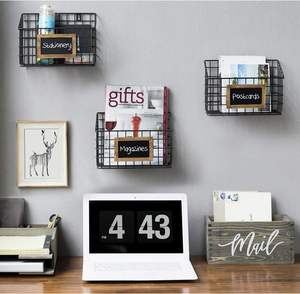 Boîte de rangement pour porte-courrier, organisateur de courrier en bois gris rustique, boîte décorative de bureau pour bureau à domicile avec conception de mot de courrier cursif - Product Image 5