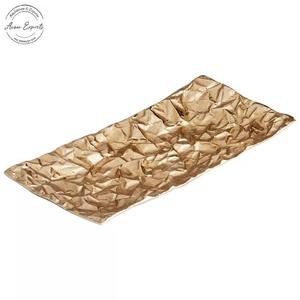 "Élégant plateau en or froissé Design élégant pour une décoration intérieure unique, parfait pour exposer ou servir des articles" - Product Image 1