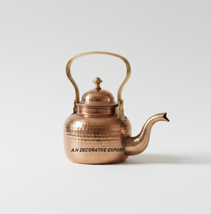 Bouilloire en cuivre martelé de qualité supérieure avec poignée en laiton, théière en métal de luxe pour l'exportation avec couvercle, écologique, capacité de 2 L - Product Image 4