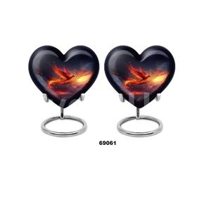 Vente chaude belle urne adulte de crémation de coeur de souvenir d'oiseau de Phoenix pour les cendres humaines avec le support et le sac libre de velours - Product Image 3