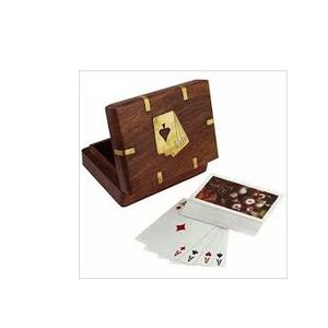 Caja de naipes de madera hecha a mano, almacenamiento decorativo de tendencia con 1 soporte para espacio de tarjeta - Product Image 5