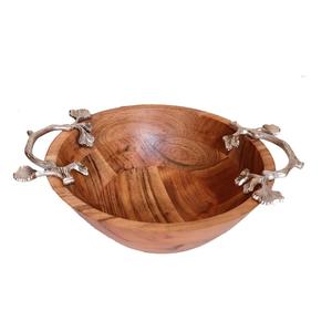 Juego de tres ensaladeras de madera Excelente calidad Cuenco de sopa hecho a mano Diseñador elegante clásico Nuevo cuenco de madera para servir - Product Image 2