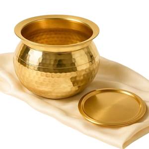 Pure Brass <b>Biryani</b> Handi With Shiny Gold Finish <b>Biryani</b> Cookware <b>Pot</b> For Kitchen Stovetop Cooking Handi <b>Pot</b> On Sale - Product Image 2