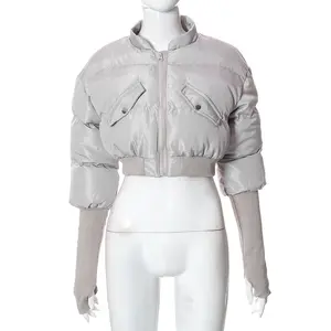 Chaqueta acolchada gruesa con capucha al por mayor, chaqueta de plumón larga y cálida de plumón de pato, chaqueta polar blanca de Invierno para mujer