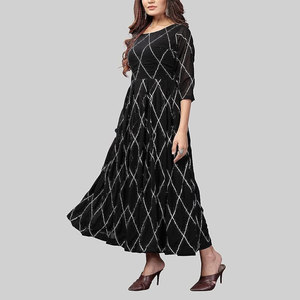 Robe de soirée mi-longue élégante pour femmes légère à séchage rapide nouveauté Style pakistanais solide Services OEM/ODM disponibles pour - Product Image 4