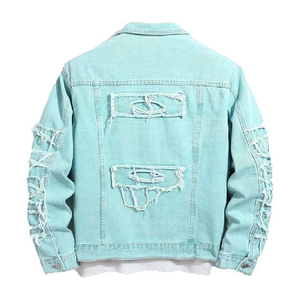 2025 vente en gros hommes hiver Denim veste coupe-vent épais polaire chaud hommes mode décontracté col de fourrure veste Style de détresse - Product Image 2