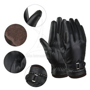Guantes de Cuero con Pantalla Táctil para Hombre, Guantes Elegantes con Forro de Lana, Personalizables para Uso en Exteriores en Invierno, Transpirables y Ecológicos - Product Image 4