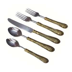 Luxury Palm Tree Style Brass <b>Flatware</b>, 1 Pc Stainless Steel, Durable Modern Design - Product Image 3