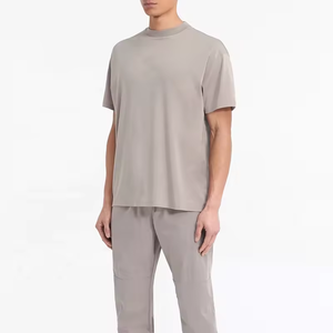 Camisetas de secado rápido transpirables ecológicas de 100% algodón de gran tamaño de peso pesado, conjunto corto de hombros caídos con estampado personalizado de talla grande - Product Image 1