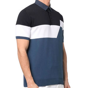 Camisetas Polo a Rayas para Hombre, Manga Corta, Color en Contraste, Bolsillo Delantero, Diseño Gráfico, para Golf y Tenis - Product Image 3