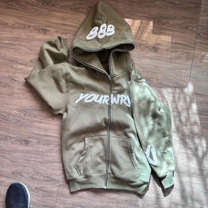 Sweat à capuche zippé intégral en coton pour femme avec impression bouffante Streetwear Hoodies & Sweatshirts Design personnalisable pour l'automne - Product Image 5