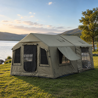 Tente de fête gonflable professionnelle robuste 8+8 en coton, structure pneumatique étanche, extension modulaire, porte transparente en TPU, quatre saisons
