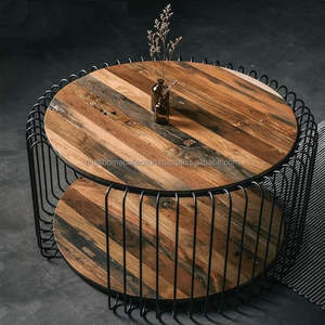 Meubles de luxe pour la maison Table basse pour salon Table basse en métal avec verre rond fournitures faciles fabriquées en inde - Product Image 4