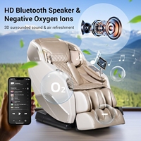Fauteuil de massage pratique de haute qualité avec inclinaison en apesanteur, commandes vocales, haut-parleurs Bluetooth haut de gamme et trois rouleaux pour les pieds