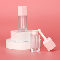 OMI 8ml rose hexagone maquillage brillant à lèvres personnalisé liquide Blush bâton conteneur recyclable brillant à lèvres tube avec grande baguette