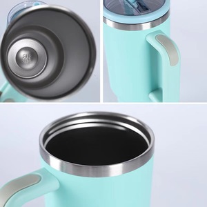 Gobelet 40 oz avec poignée et paille Gobelets à double isolation avec paille à bascule et poignée supérieure Gobelet étanche - Product Image 3