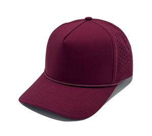 Casquette de golf structurée à 5 panneaux, perforée au laser, imperméable, à visière incurvée, snapback, avec cordon, unie, vierge, pour la course à pied - Product Image 2
