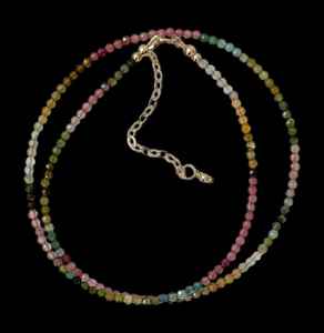 Collier Tourmaline pastèque octobre pierre de naissance 2mm 3mm perles à facettes pierre précieuse naturelle faite à la main 925 bijoux en argent pour les femmes - Product Image 4