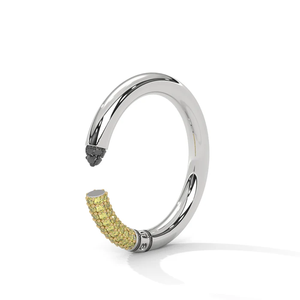 Noble Lights Sculptural Cigarette Inspired Ring in White Yellow and Black Gold Plating Studded Statement Art Ring Modern Luxury - Product Image 5