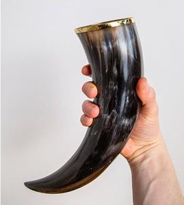 Cuerno de búfalo y buey vikingo auténtico para whisky y cerveza Cuerno de beber náutico pulido a mano y tallado a la venta - Product Image 2