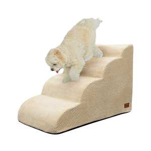 [AllmioPet] Four Step Pet <b>Stairs</b> Beige AMP 4 BE Cloud Fabric Design for Indoor Sofa Bed Climbing <b>Dog</b> and Cat - Product Image 1