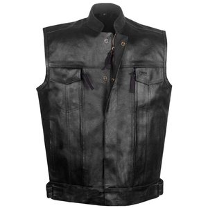 Chaleco de cuero de motorista para hombre, chaleco de motocicleta de piel de vaca genuina con múltiples bolsillos, chaqueta sin mangas para equipo de equitación - Product Image 1