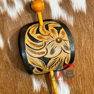 หนังแกะสลักผม Barrette ดอกไม้ตะวันตก Pins สไตล์ย้อนยุคผมติดหนัง Boho สไตล์ตะวันตกเฉียงใต้สไลด์ผม - Product Image 1
