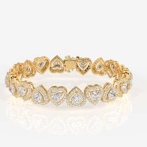 Pulsera de Diamantes Moissanite con Halo de Corazón, Elegantes Brazaletes de Plata de Ley - Product Image 1
