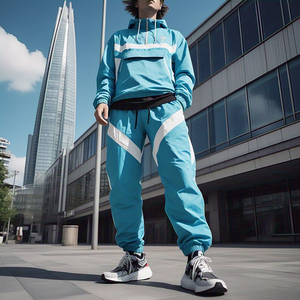 Survêtement coupe-vent pour hommes Veste d'hiver à capuche et fermeture éclair Ensembles de pantalons de pluie Tenue coupe-vent de randonnée pour hommes vente en gros - Product Image 5