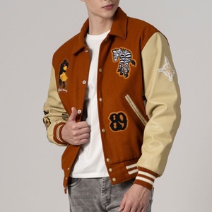 Chaqueta Bomber de Forro Polar Personalizada con Logotipo de Talla Grande para Hombre, Estilo Universitario de Béisbol, Informal, con Parches, Corta, Estampada, de Invierno - Product Image 5