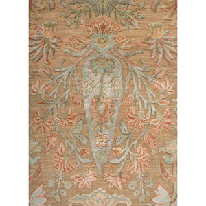 พรมขนสัตว์และไหมถักมือสีออโรร่าเบจและสีน้ำตาล ลายดอกไม้ สำหรับตกแต่งห้องนั่งเล่นวัยรุ่น ขนาด 9x12 รุ่น AKWS-3029 - Product Image 3