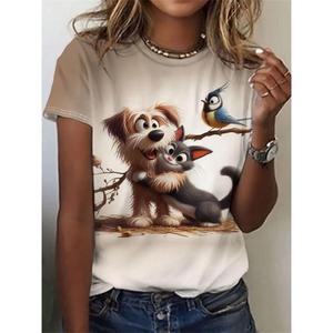 2025 dessin animé Animal femmes T-Shirts haut tendance Tee 3d T-Shirt décontracté à manches courtes col rond surdimensionné femme vêtements - Product Image 6