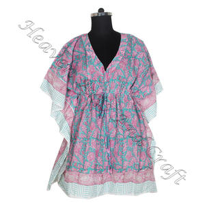 Nouvelle arrivée 2024 indien main bloc imprimé caftan Robe KFCS049 Robe d'été Kimono vacances coupe ample Robe vêtements pour femmes - Product Image 1