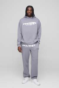 ชุดวอร์ม2ชิ้นสำหรับผู้ชายชุดวอร์มผ้าคอตตอนผ้าฟลีซสีเทา - Product Image 2