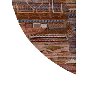 Alfombra Geométrica Grande Freedom Manchaha de Lana y Seda de Bambú, Anudada a Mano, en Rojo y Naranja, para Hogar y Pasillo - Les-8389 - Product Image 4