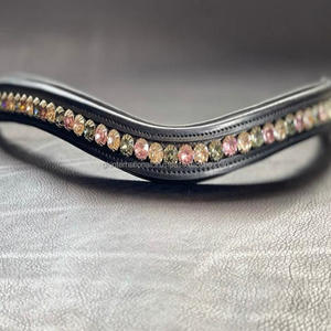 สายรัดหนังตกแต่งคิ้วม้าแฮนด์เมด,พลอยเทียมทรงกลมสีทองสายหนังเปล่า - Product Image 3