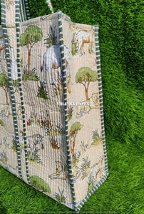 โบฮีเมียนทำมือกระเป๋าใส่ดอกไม้หลากสีขนาดใหญ่เลือกได้เป็นมิตรกับสิ่งแวดล้อมทนทานสำหรับซื้อของชำที่มีลวดลายโลโก้ - Product Image 3