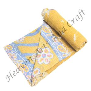 ผ้าห่มกันธาพิมพ์ลายด้วยมือแบบชนเผ่า ผ้าคลุมเตียงกันธาแบบโบฮีเมียนสองด้าน ผ้าห่มกันธาพิมพ์ลายด้วยมือแบบอินเดีย ผ้าห่มสองด้านแบบอินเดีย - Product Image 1