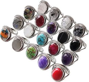 Anillo de Mujer con Piedras Preciosas Naturales de Ónice, Rutilo, Coral, Ópalo, Rubí, Lapislázuli y Cuarzo, Anillo Bohemio Hecho a Mano, Joyería de Plata de Ley 925 - Product Image 1