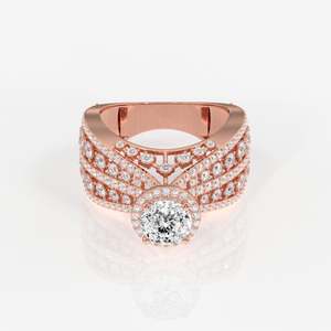Portuguese Cut Lab Grown Diamond Cocktail <b>Set</b> in 14K <b>Gold</b> Elegant Cocktail Diamond <b>Rings</b> - Product Image 6