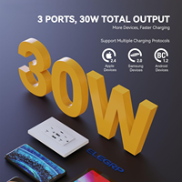 Prise murale ELEGRP double USB A et USB C 20A, prise murale USB 3 ports homologuée 30W 6.0A avec puce intelligente pour l'Amérique
